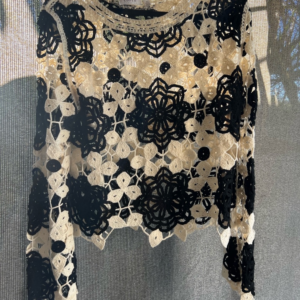 Black and White Crochet Sweater